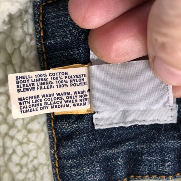 Gap Mens Jean Jacket Size XL Blue Denim Sherpa Lined Collared Button Up Cozy - Picture 8 of 14